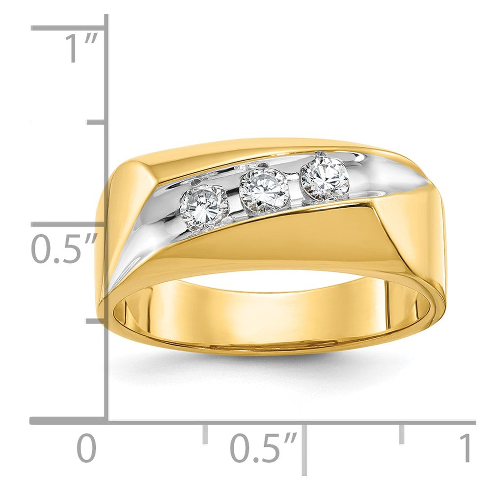 14k w/ White RH IBGoodman Men's Polished 3-Stone Diamond Ring