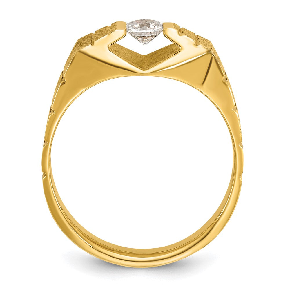 14k IBGoodman Men's Polished and Satin Diamond Complete Ring