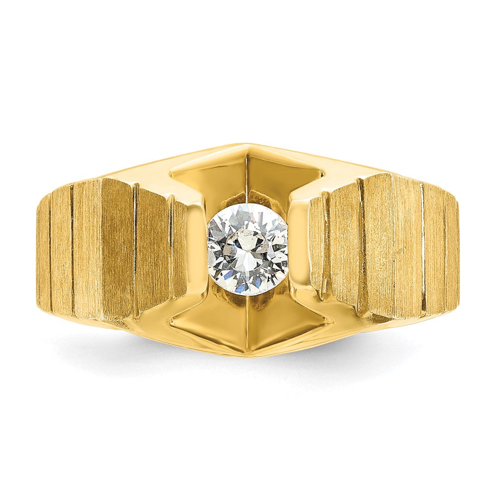 14k IBGoodman Men's Polished and Satin Diamond Complete Ring