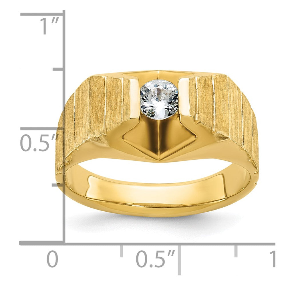 14k IBGoodman Men's Polished and Satin Diamond Complete Ring