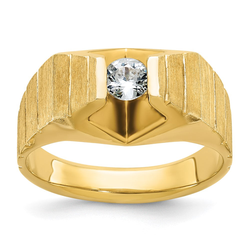 14k IBGoodman Men's Polished and Satin Diamond Complete Ring