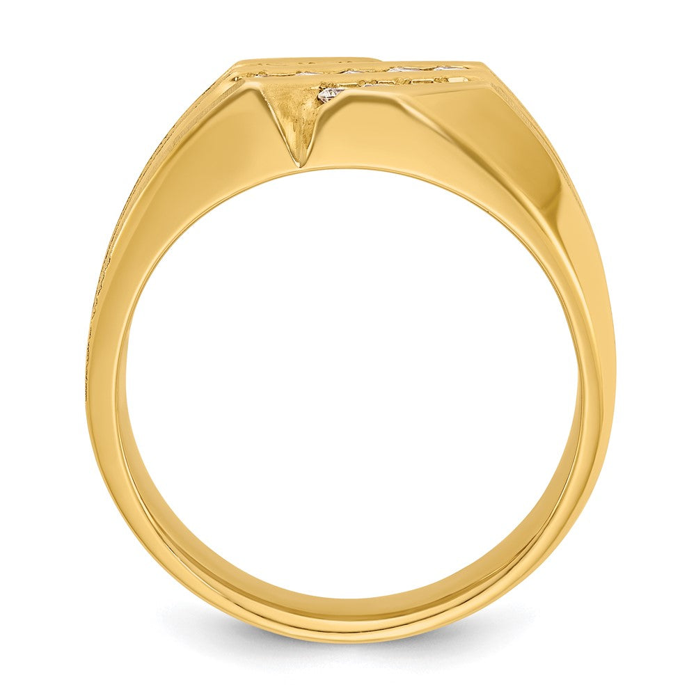 14k IBGoodman Men's Polished Satin and Grooved Ring Mounting