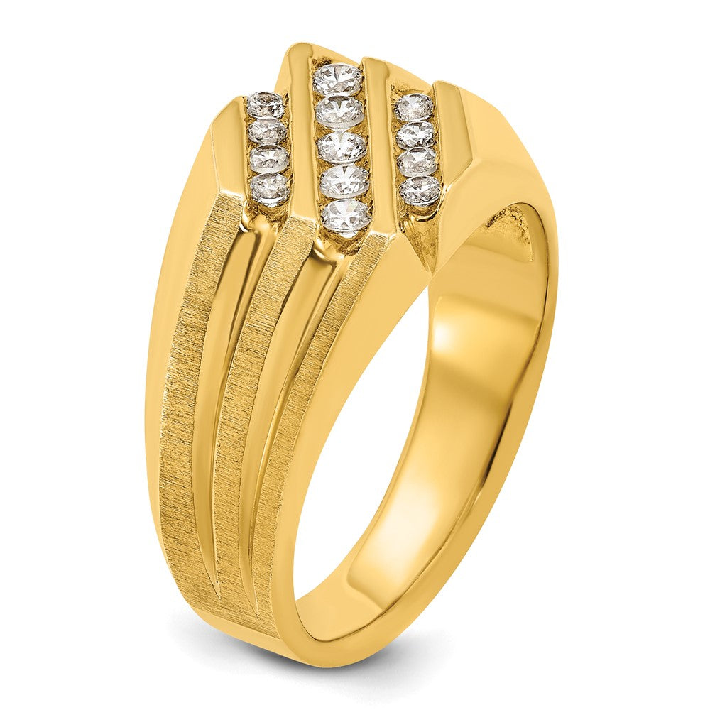 14k IBGoodman Men's Polished Satin and Grooved Ring Mounting