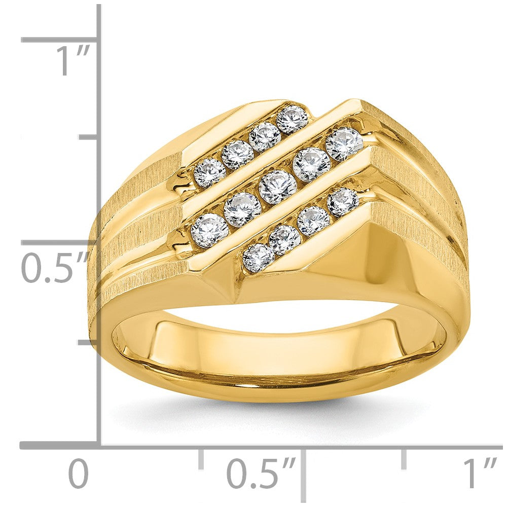 14k IBGoodman Men's Polished Satin and Grooved Ring Mounting