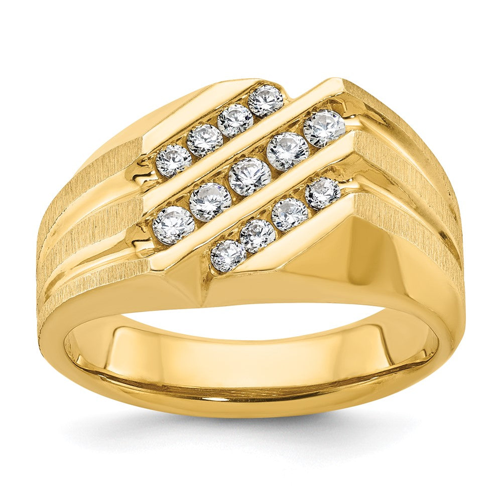 14k IBGoodman Men's Polished Satin and Grooved Ring Mounting