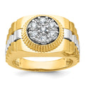 10k Two-tone IBGoodman Men's Polished Satin Textured Dia Cluster Ring