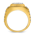 14k Two-tone IBGoodman Men's Polished Satin Textured Cluster Ring Mtg