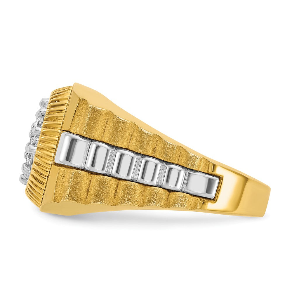 14k Two-tone IBGoodman Men's Polished Satin Textured Cluster Ring Mtg