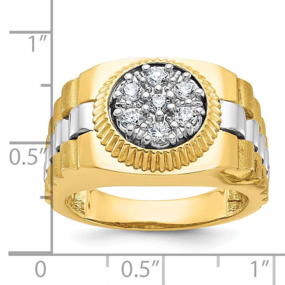 14k Two-tone IBGoodman Men's Polished Satin Textured Cluster Ring Mtg