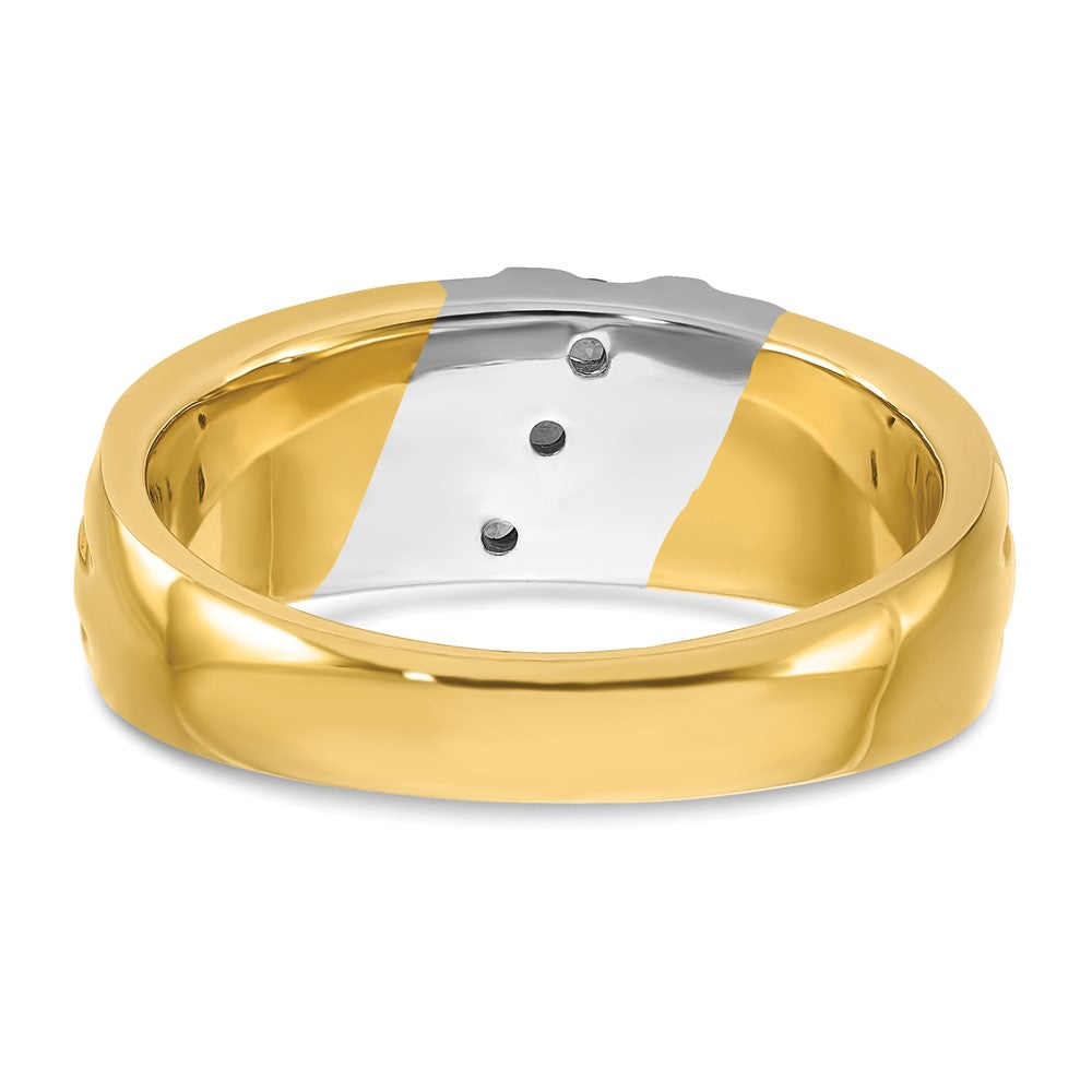 14k Two-tone IBGoodman Men's Polished & Grooved 3-Stone Ring Mtg