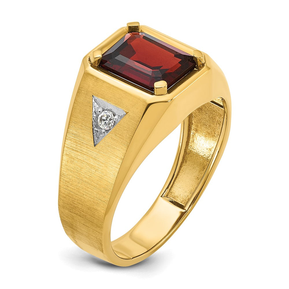 14k IBGoodman Men's Polished and Satin Gemstone and Diamond Ring Mounting