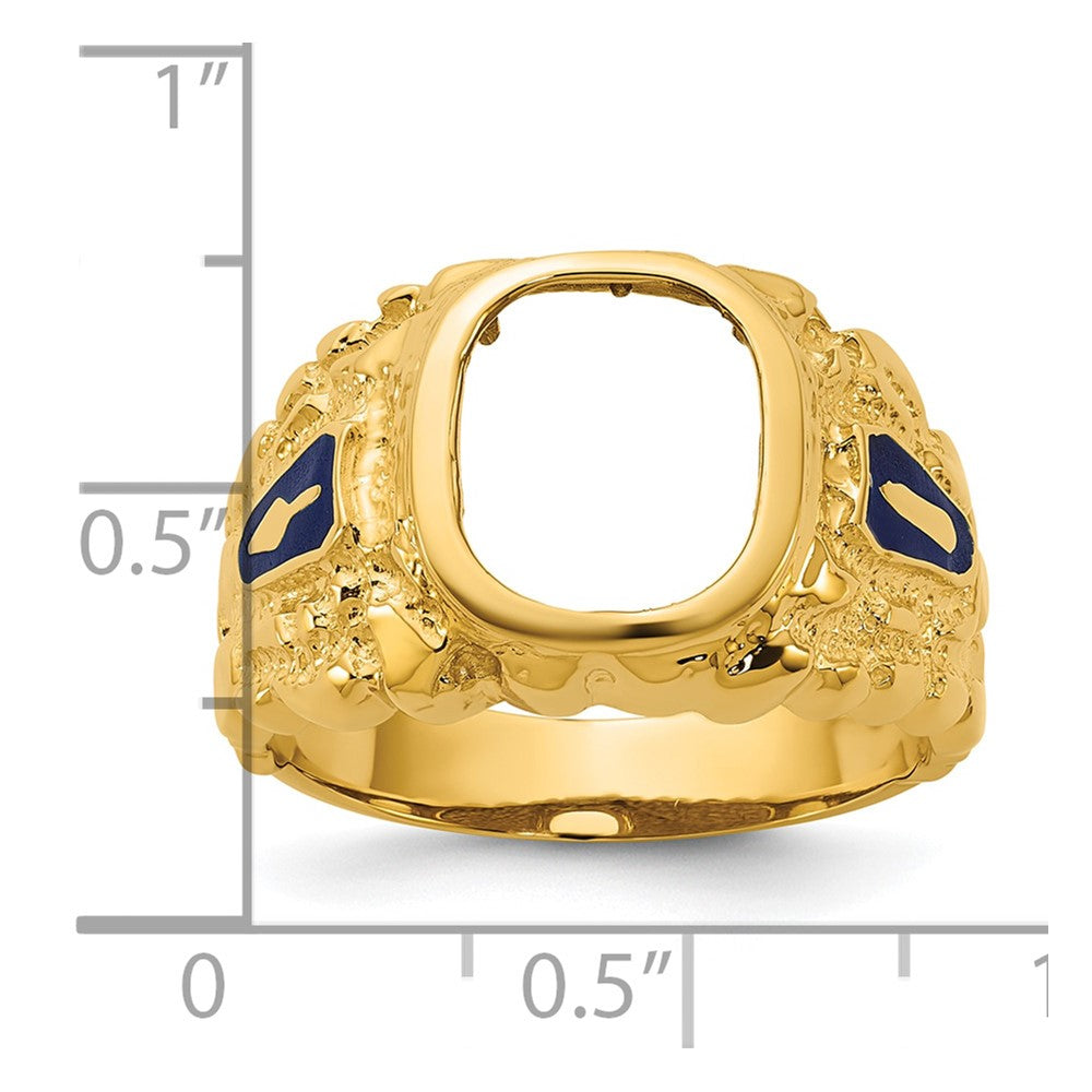14k IBGoodman Men's Nugget Texture Blue Lodge Masonic Ring Mounting