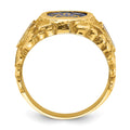 14k IBGoodman Men's Nugget Texture & Created Sapphire Masonic Ring