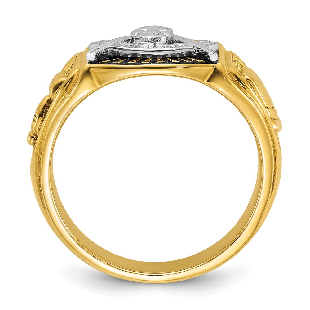 10ktt IBGoodman Men's Textured/Black Enamel Past Master Masonic Ring