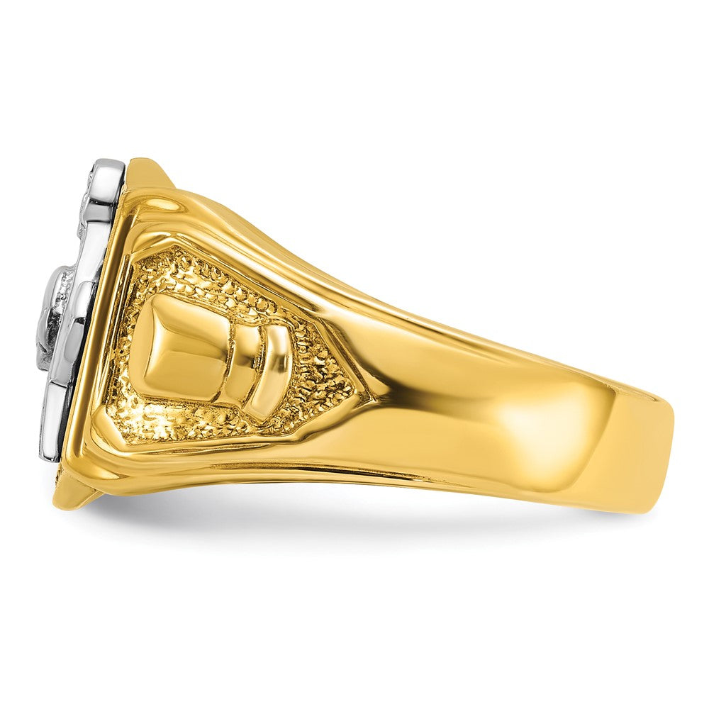 14ktt IBGoodman Men's Textured/Black Enamel Past Master Masonic Ring