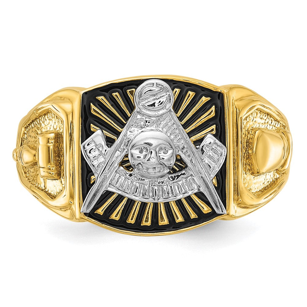 14ktt IBGoodman Men's Textured/Black Enamel Past Master Masonic Ring
