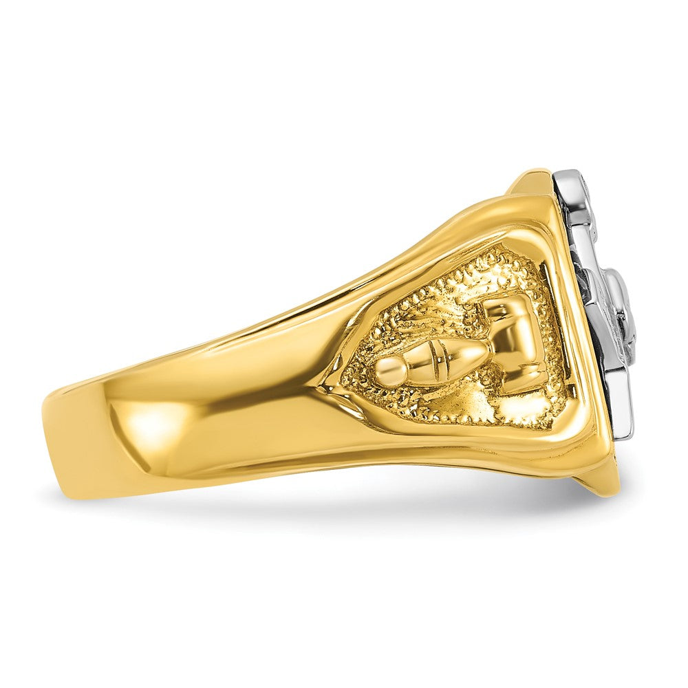 14ktt IBGoodman Men's Textured/Black Enamel Past Master Masonic Ring