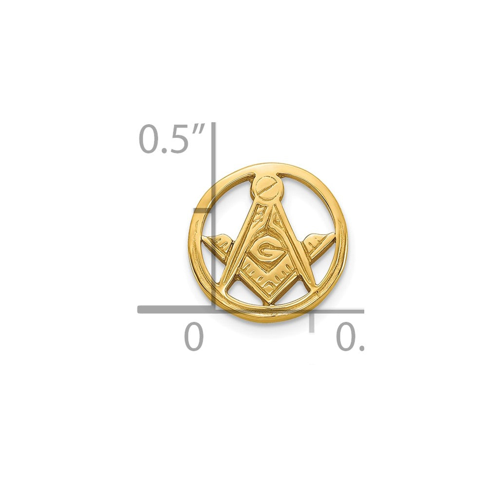 14k Men's Polished and Beaded Masonic Circle Tie / Lapel Pin