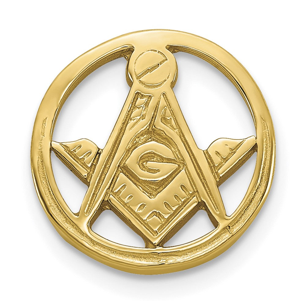 14k Men's Polished and Beaded Masonic Circle Tie / Lapel Pin