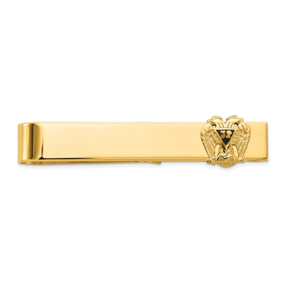 14k Men's Textured & Enameled 32 Degree Scottish Rite Large Tie Bar