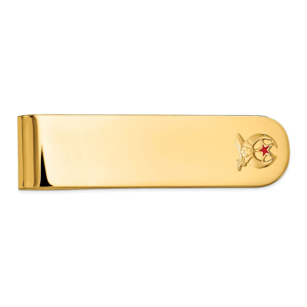 14k Men's Textured w/ Red Enamel Masonic Shriner Small Money Clip