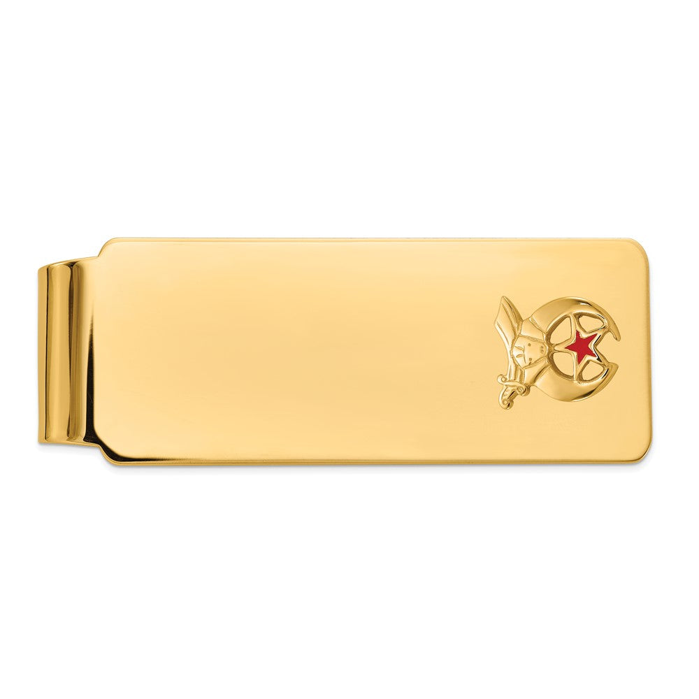 14k Men's Textured w/ Red Enamel Masonic Shriner Medium Money Clip