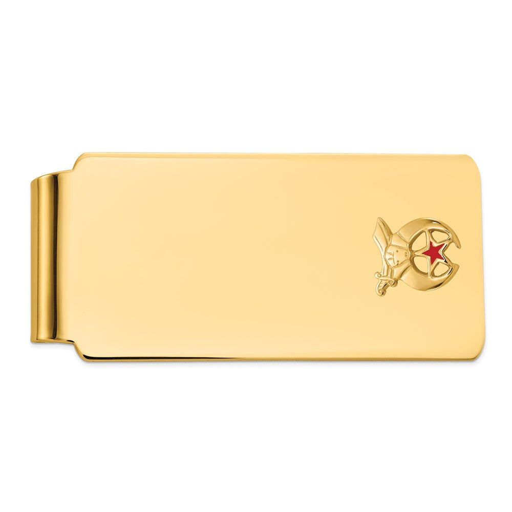14k Men's Textured w/ Red Enamel Masonic Shriner Large Money Clip
