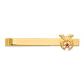 14k Men's Polished & Textured w/ Red Enamel Masonic Shriner Small Tie Bar