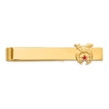 14k Men's Polished & Textured w/ Red Enamel Masonic Shriner Medium Tie Bar