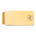 14k Men's Polished and Textured with Blue Enamel Masonic Large Money Clip