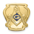 14k Men's Polished, Textured and Enameled Masonic Tie Pin / Lapel Pin