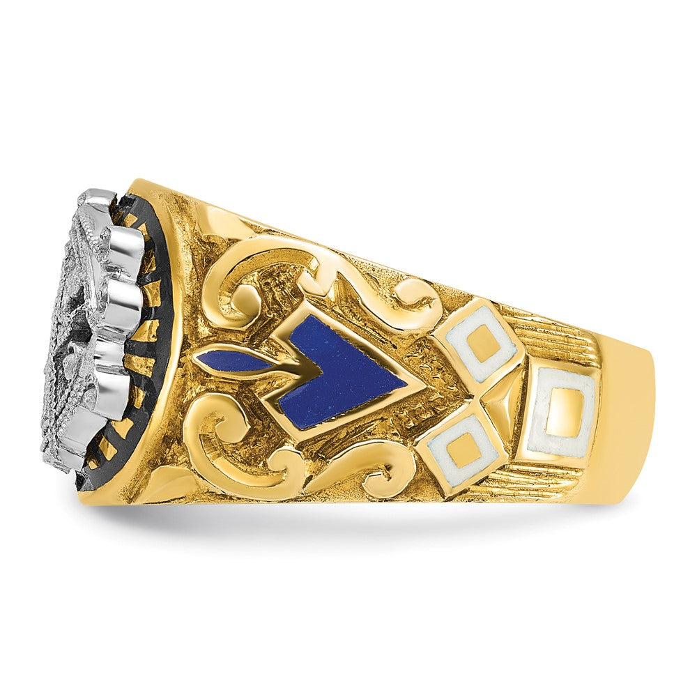 10ktt IBGoodman Men's Textured & Enameled Masonic Blue Lodge Ring