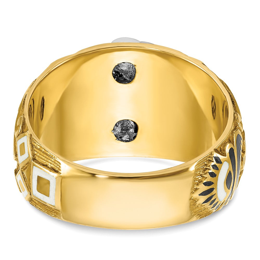 14ktt IBGoodman Men's Textured & Enameled Masonic Blue Lodge Ring