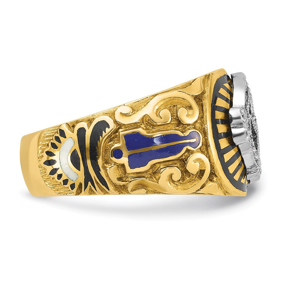 14ktt IBGoodman Men's Textured & Enameled Masonic Blue Lodge Ring