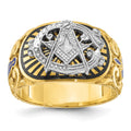 14ktt IBGoodman Men's Textured & Enameled Masonic Blue Lodge Ring