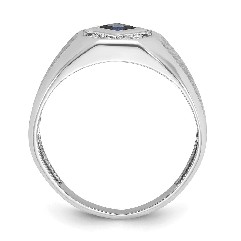 14k White Gold IBGoodman Men's Cr.Sapphire and Diamond Satin Complete Ring