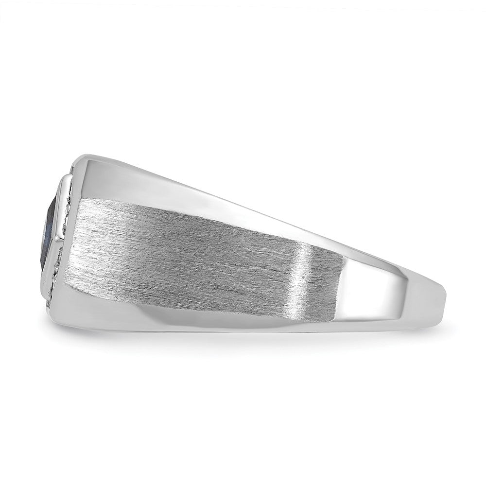 14k White Gold IBGoodman Men's Gemstone and Diamond Satin Ring Mounting