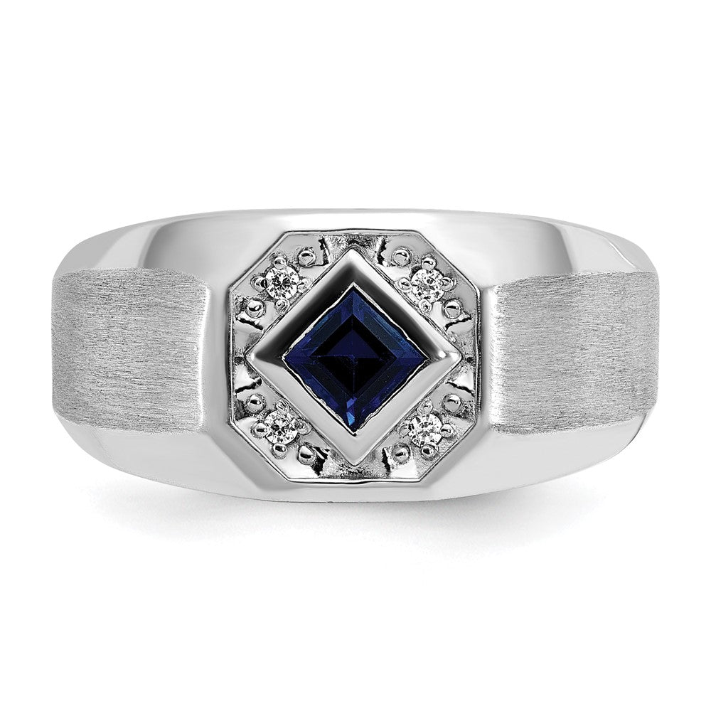14k White Gold IBGoodman Men's Gemstone and Diamond Satin Ring Mounting