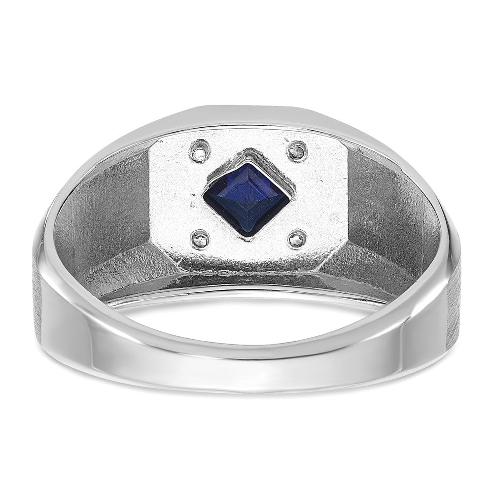 14k White Gold IBGoodman Men's Gemstone and Diamond Satin Ring Mounting