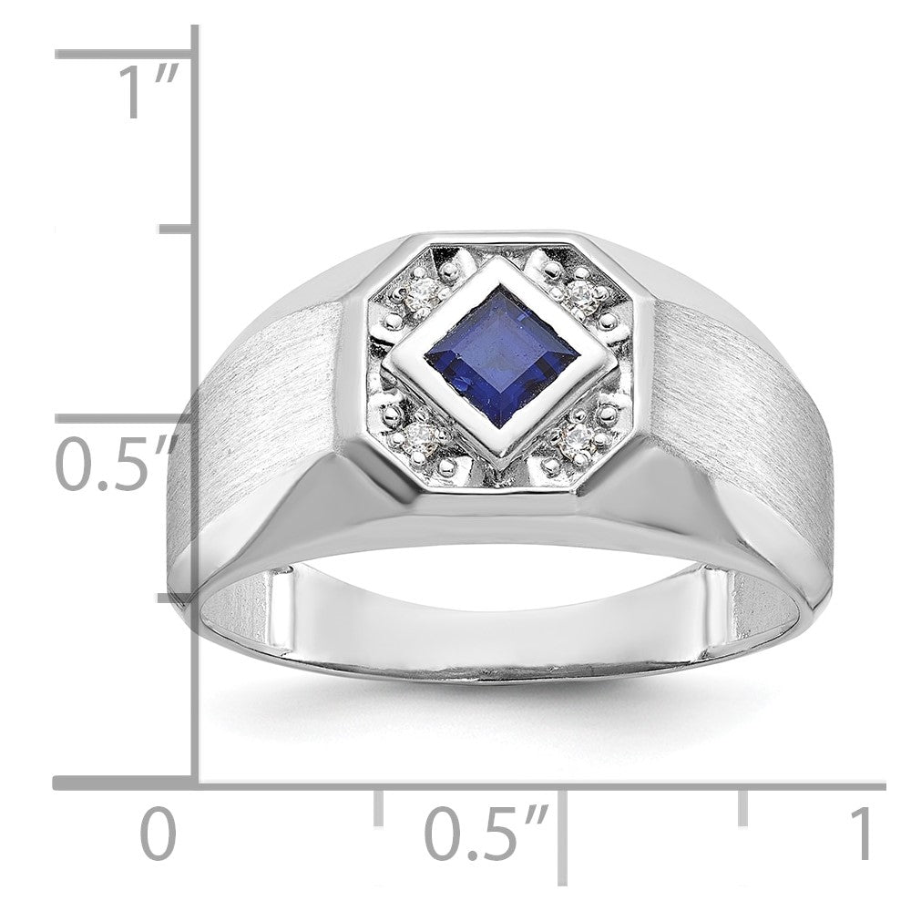 14k White Gold IBGoodman Men's Gemstone and Diamond Satin Ring Mounting