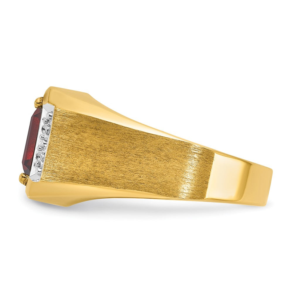 14k IBGoodman Men's Polished and Satin Gemstone and Diamond Ring Mounting