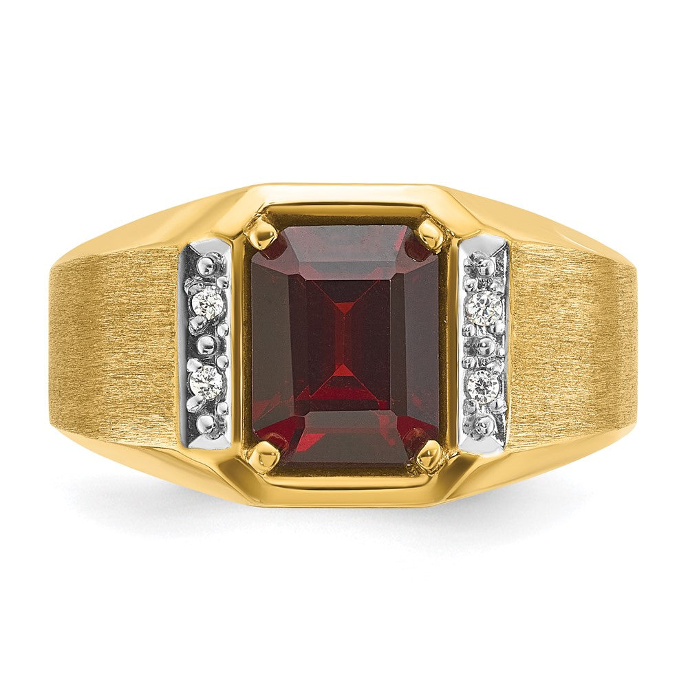 14k IBGoodman Men's Polished and Satin Gemstone and Diamond Ring Mounting