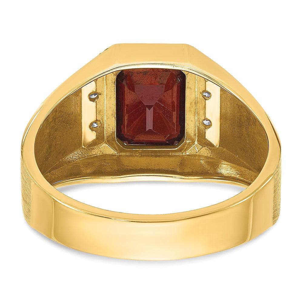 14k IBGoodman Men's Polished and Satin Cr. Ruby and Diamond Complete Ring