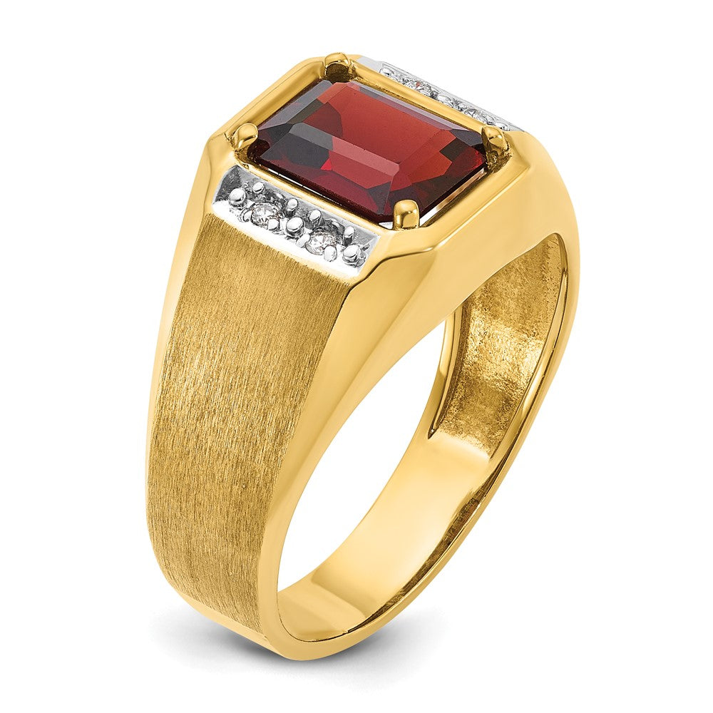 14k IBGoodman Men's Polished and Satin Gemstone and Diamond Ring Mounting