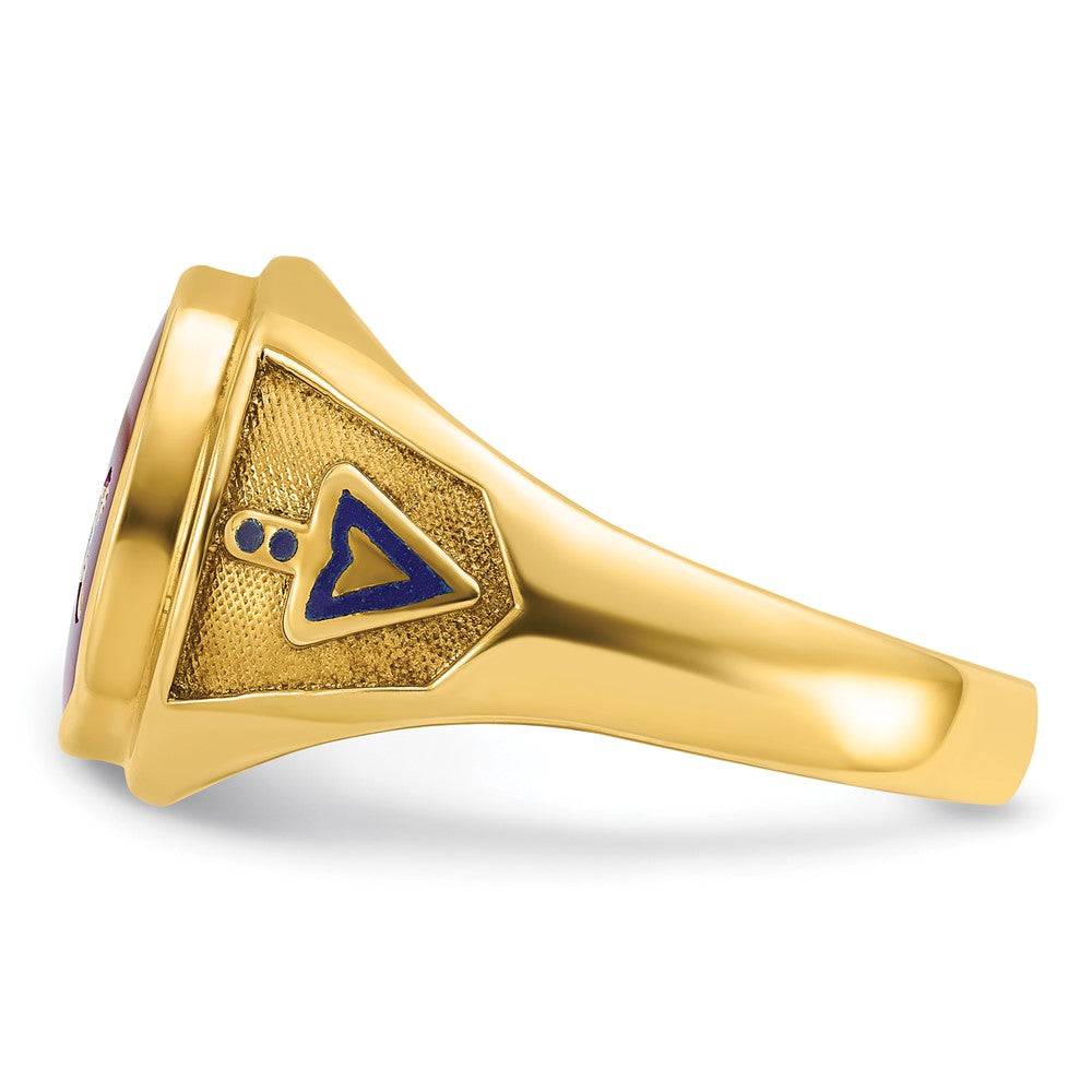10k IBGoodman Men's Enamel & Lab Cr. Ruby Blue Lodge Masonic Ring