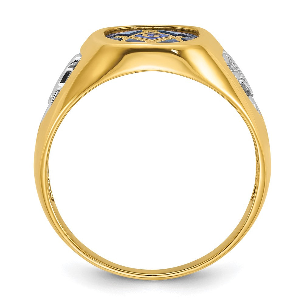 14k IBGoodman Men's w/ White RH & Cr. Sapphire Masonic Ring