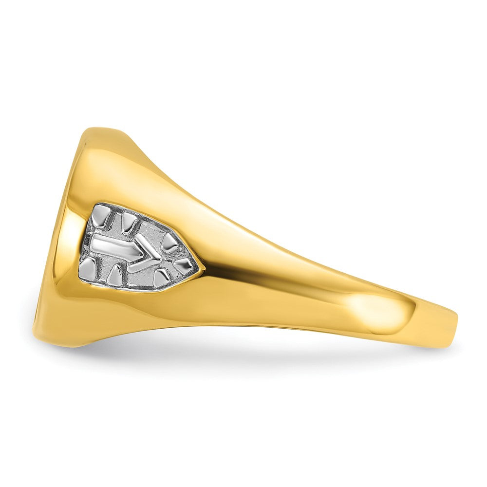 14k IBGoodman Men's w/ White RH & Cr. Sapphire Masonic Ring