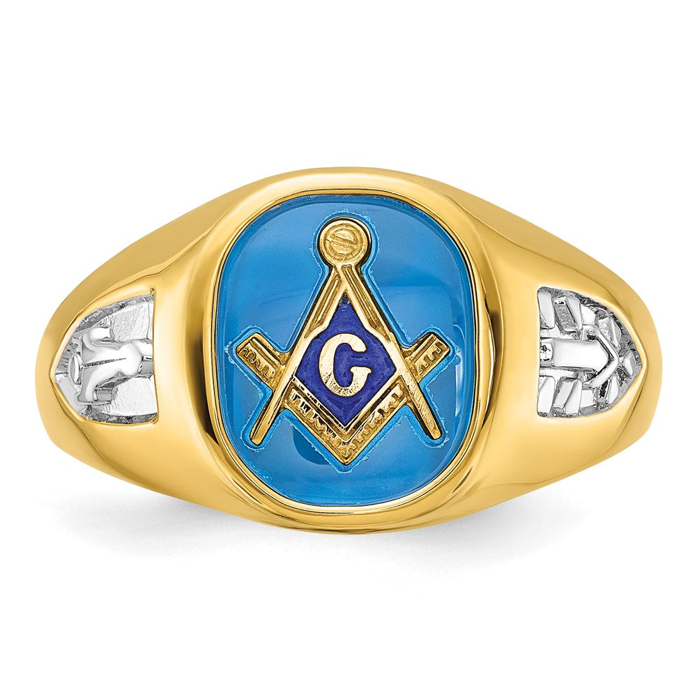 14k IBGoodman Men's w/ White RH & Cr. Sapphire Masonic Ring