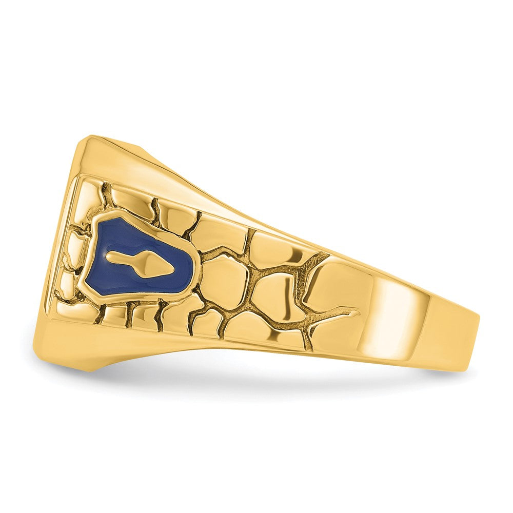 10k IBGoodman Textured Enamel Cr. Sapphire Blue Lodge Masonic Ring