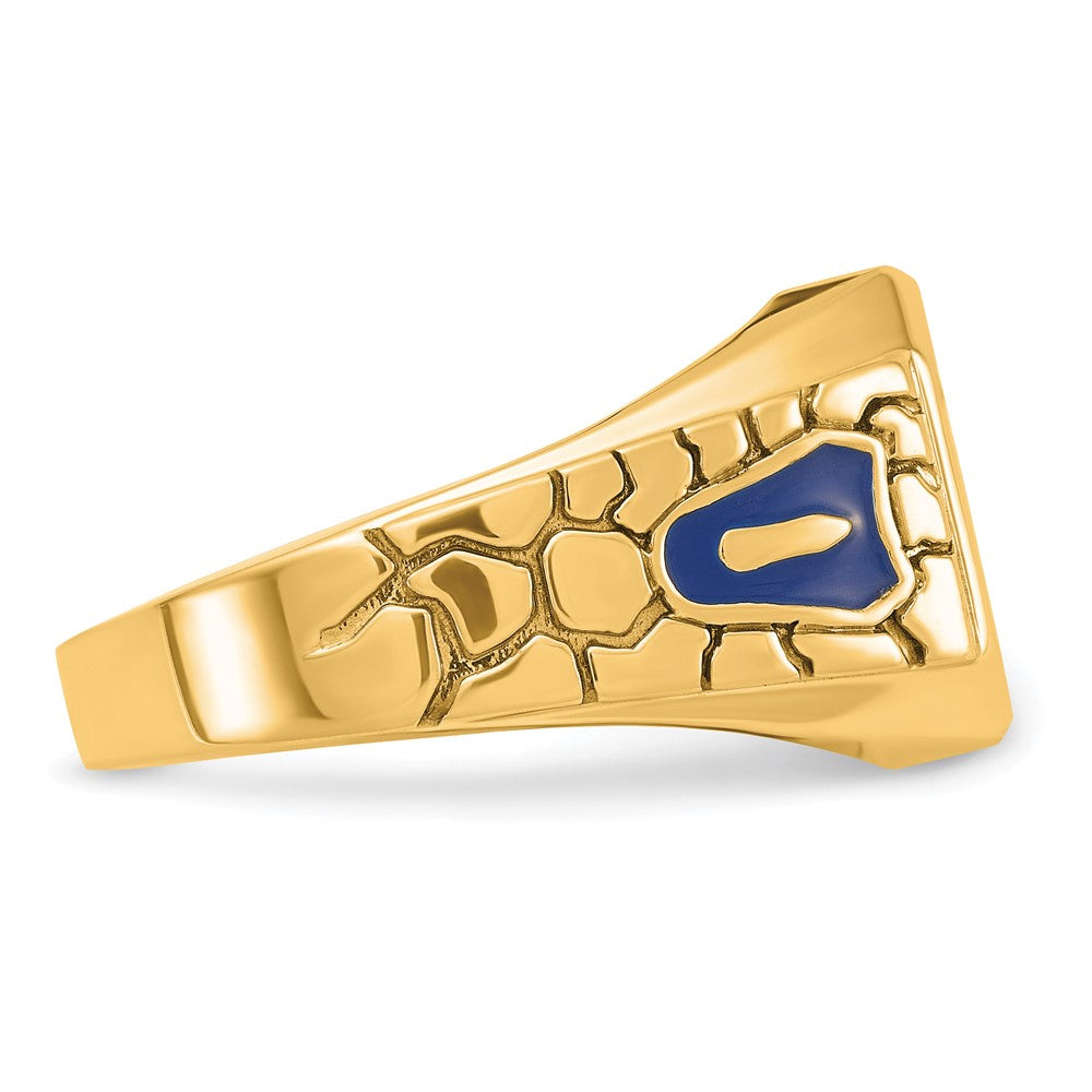 10k IBGoodman Textured Enamel Cr. Sapphire Blue Lodge Masonic Ring